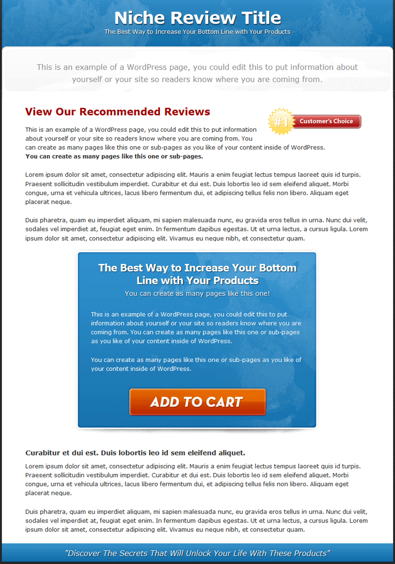 Single Product Review Website Templates MRR