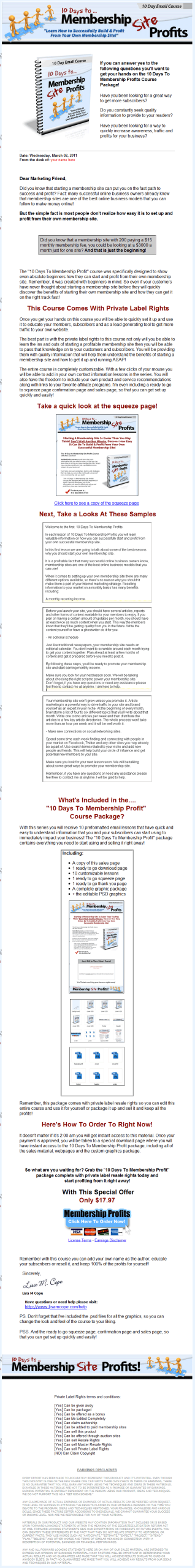 10 Days to Membership Site Profits PLR Autoresponder Messages - Image 4