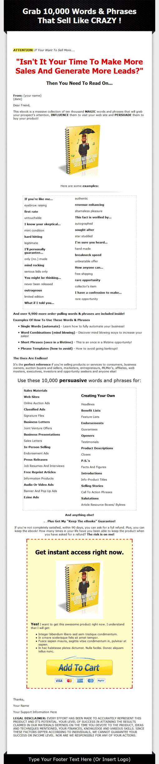 10,000 Words That Sell Like Crazy PLR eBook