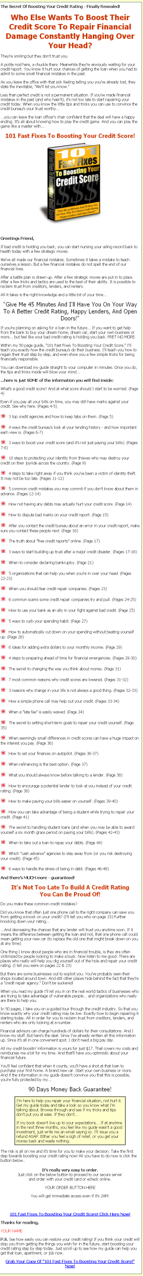 101 Fast Fixes to Boosting Your Credit Score PLR eBook - Image 2