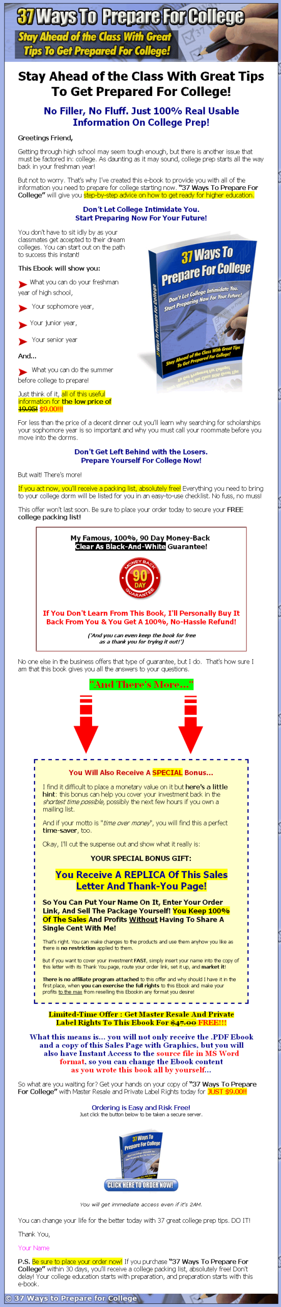 37 Ways to Prepare for College PLR Ebook - Image 2