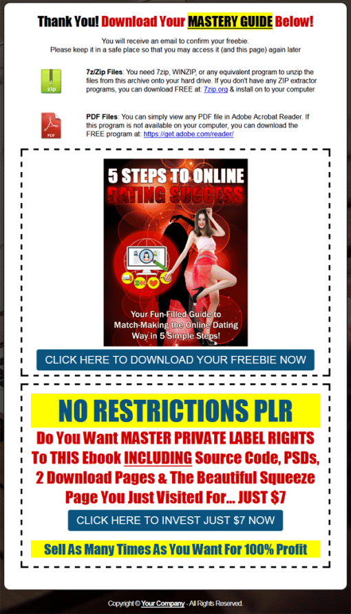 5 Steps to Online Dating Success PLR eBook