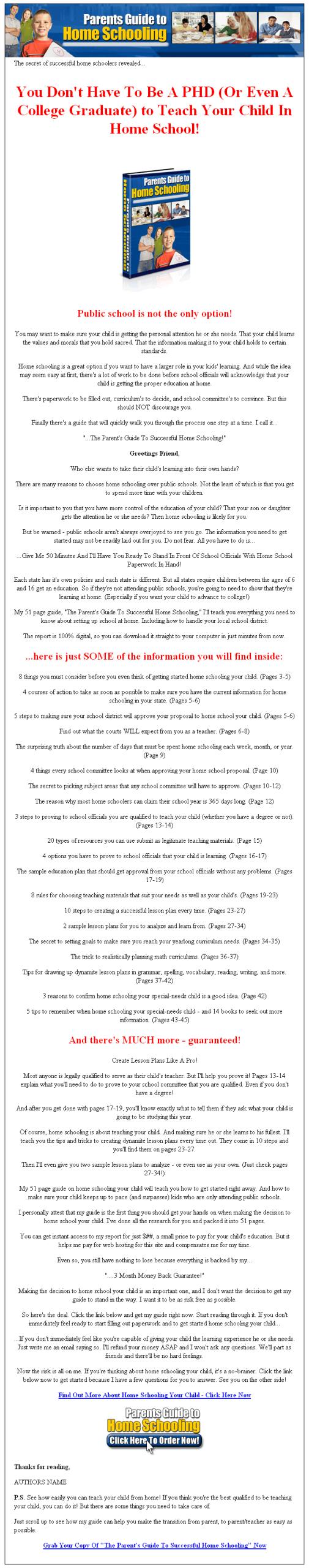 A Parents Guide to Home Schooling PLR Ebook (2) - Image 3