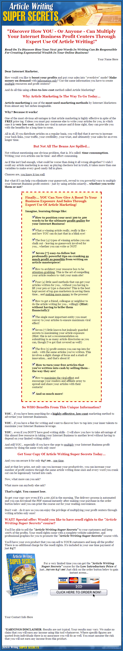 Article Writing Super Secrets MRR eBook - Image 2