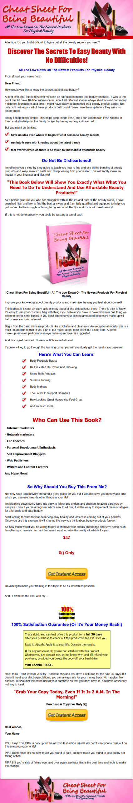Beauty Cheat Sheet MRR Ebook Package - Image 2