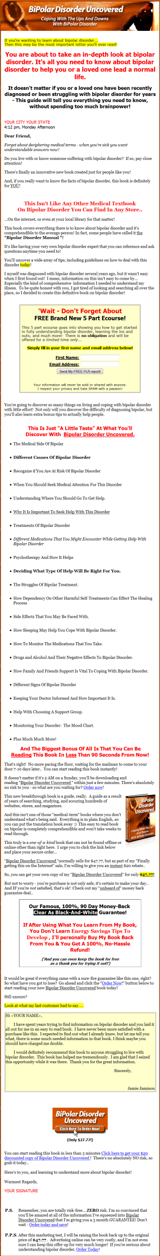 Bipolar Disorder Uncovered PLR Ebook - Image 2