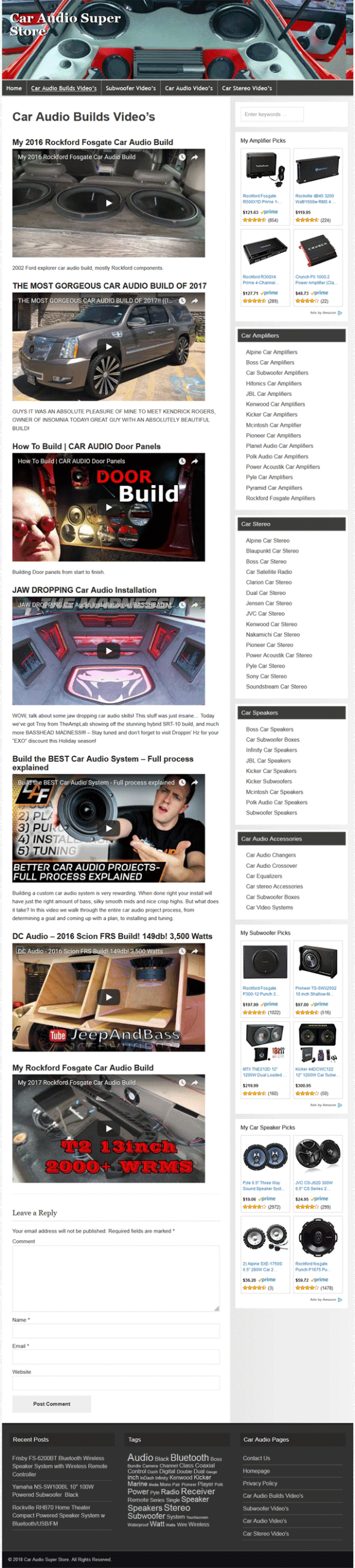 Car Audio PLR Amazon Store Website