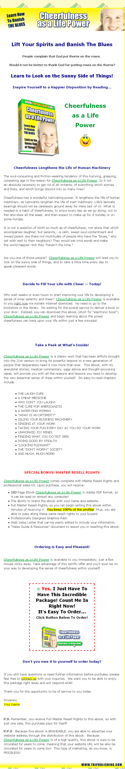 Cheerfulness As a Life Power MRR eBook - Image 2