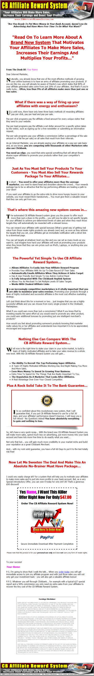 Clickbank Affiliate Reward System PLR Software - Image 2