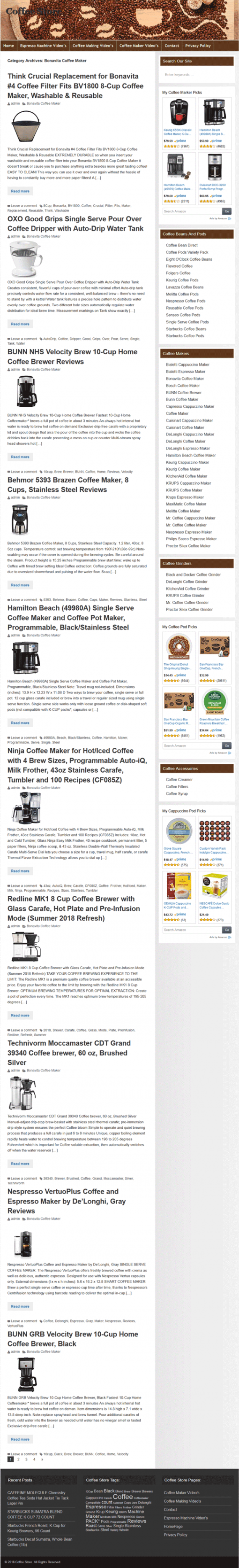 Coffee PLR Amazon Turnkey Store Website