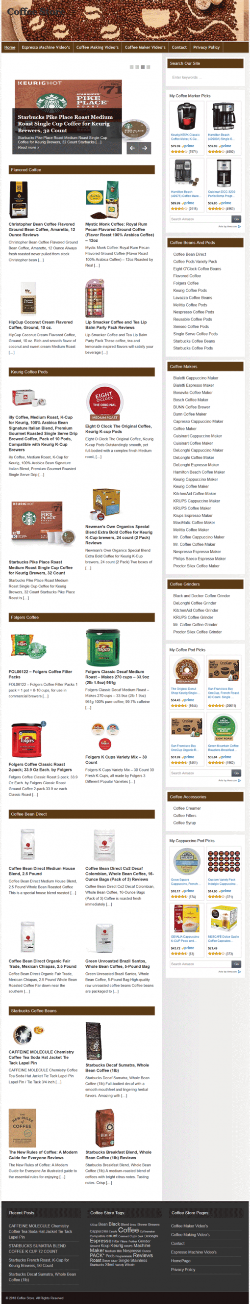 Coffee PLR Amazon Turnkey Store Website