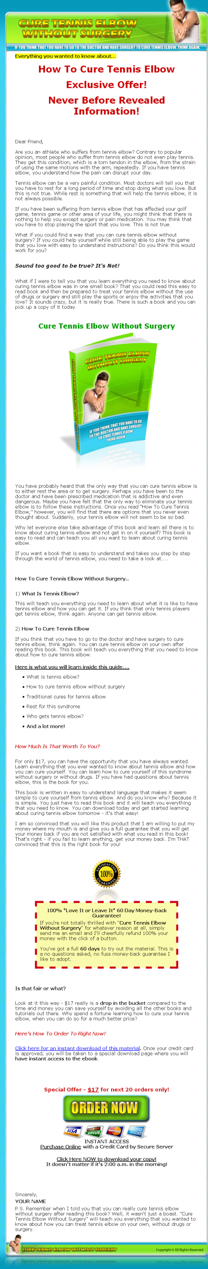 Cure Tennis Elbow Without Surgery MRR eBook - Image 2