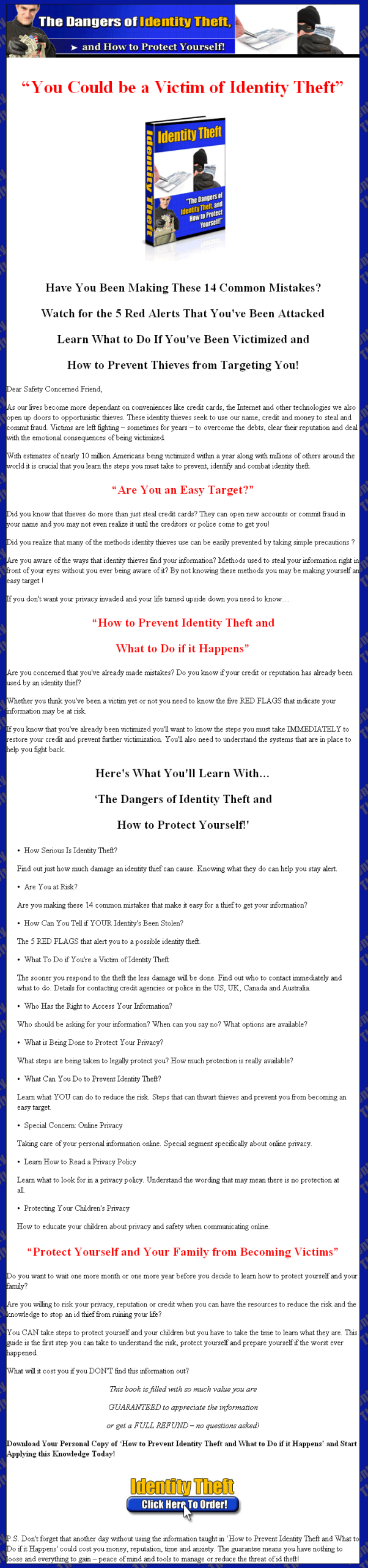 Dangers of Identity Theft PLR Ebook - Image 2
