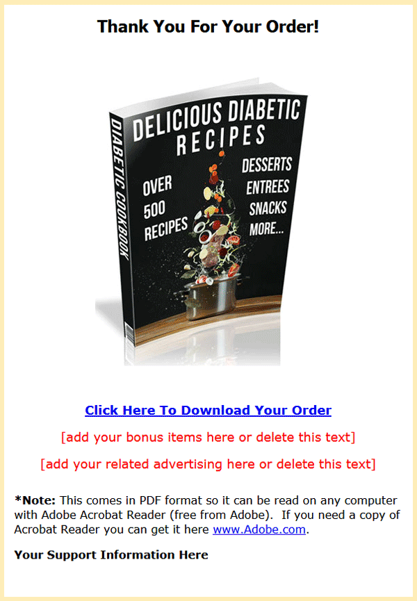 diabetes cookbook plr ebook