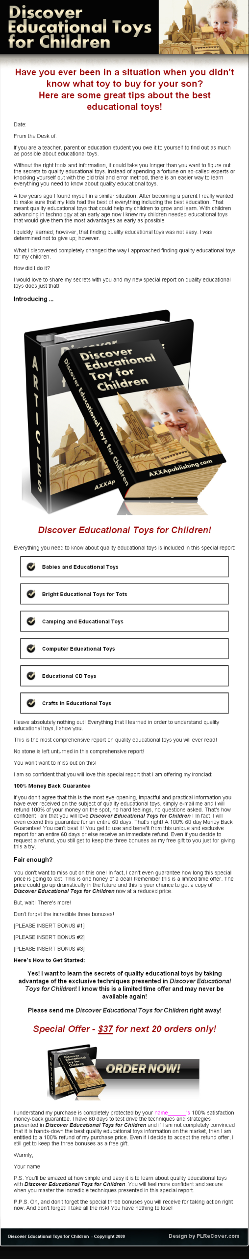 Discover Educational Toys PLR eBook - Image 2