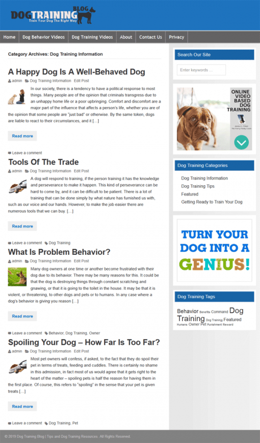 Dog Training PLR Website