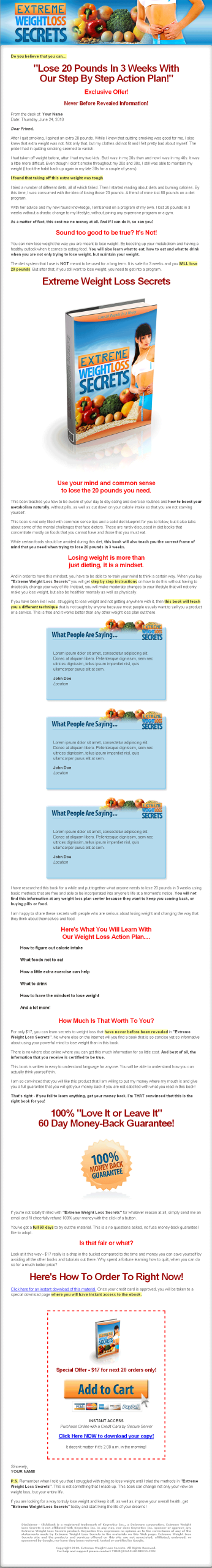 Extreme Weight Loss Secrets High Quality PLR Ebook - Image 2