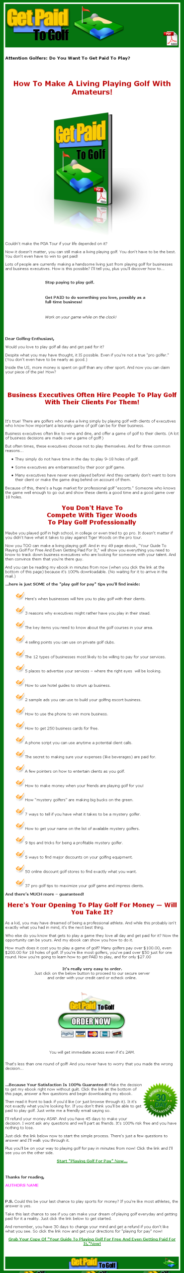 Get Paid to Golf PLR eBook - Image 2
