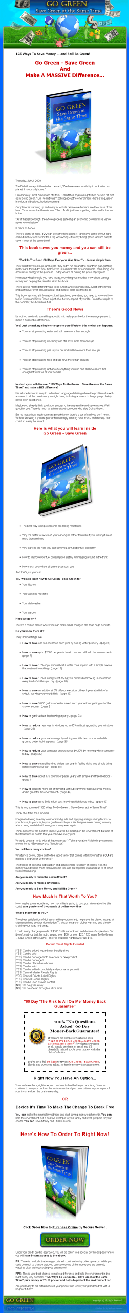 Go Green Save Green PLR Ebook - Image 2