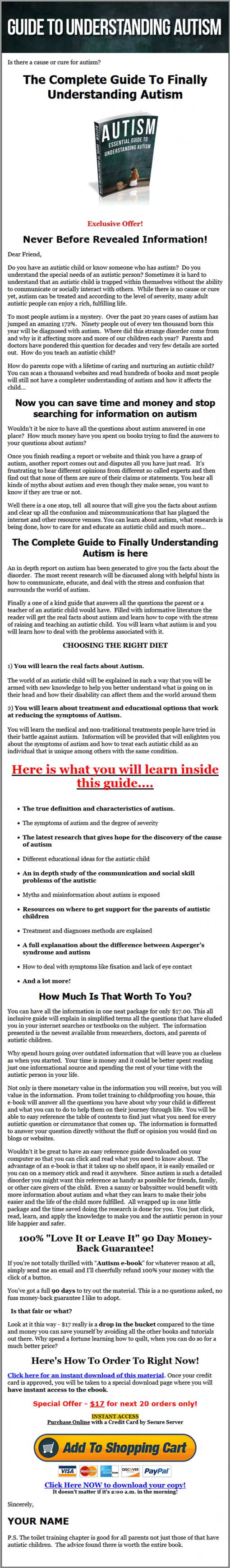 Guide to Understanding Autism PLR eBook
