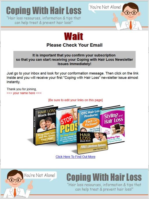 Coping with Hair Loss PLR Autoresponder Message Series | The PLR Store