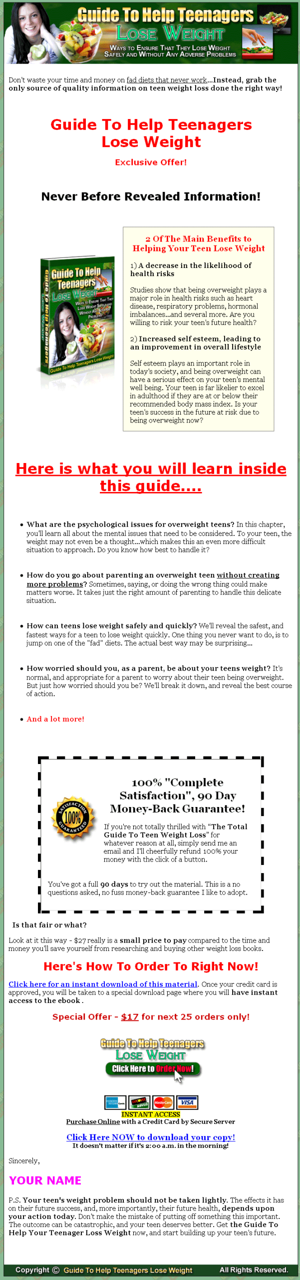 Help Teenagers Lose Weight PLR Ebook - Image 2