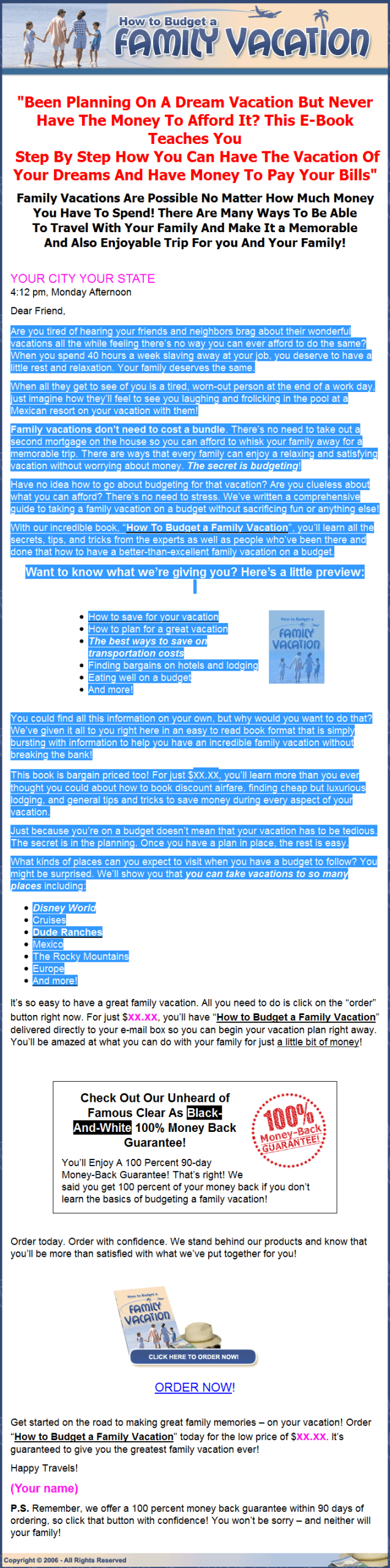 How to Budget a Family Vacation PLR Ebook - Image 2