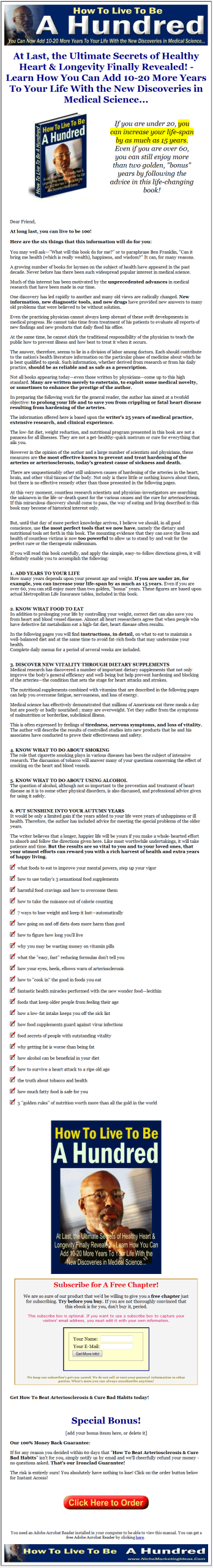 How To Live to Be A Hundred PLR eBook - Image 2