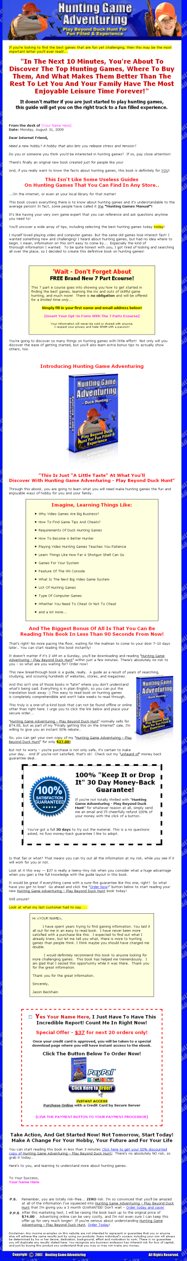 Hunting Game Adventuring PLR eBook - Image 2
