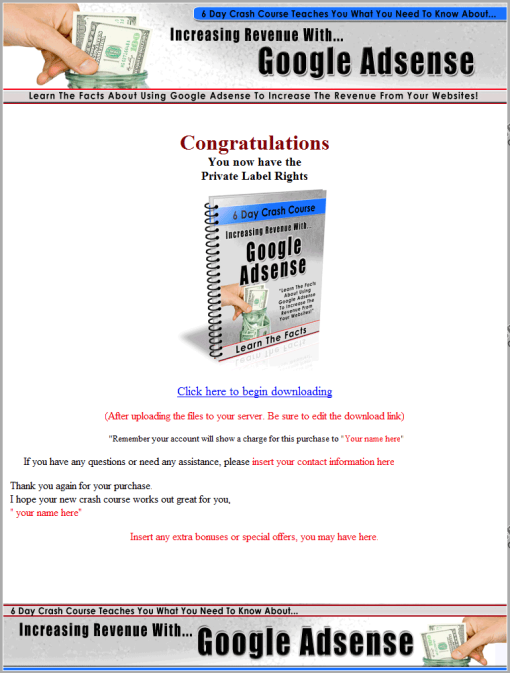 Increase Google Adsense Revenue Autoresponder Message Series PLR | The ...