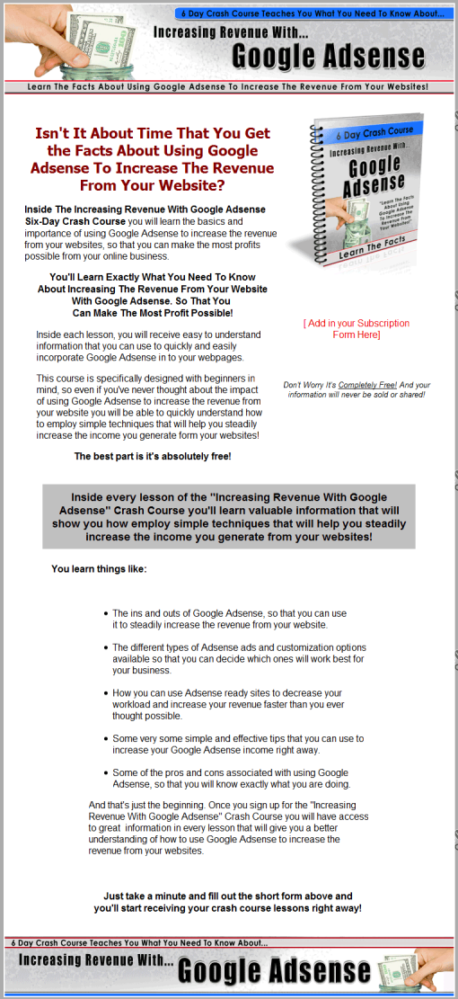 Increase Google Adsense Revenue Autoresponder Message Series PLR | The ...