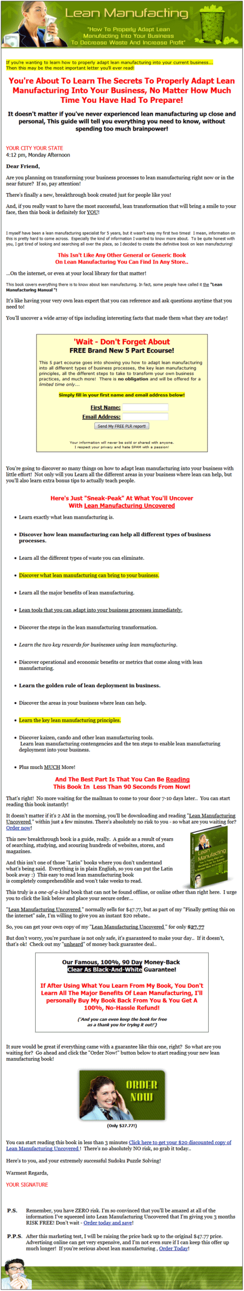 Lean Manufacturing PLR eBook - Image 2
