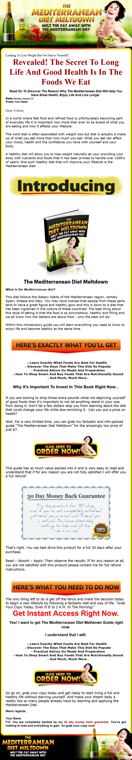 Mediterranean Diet Meltdown Ebook with Master Resale Rights - Image 2