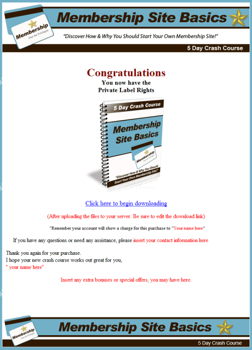 Membership Site Basics PLR Autoresponder Messages | The PLR Store