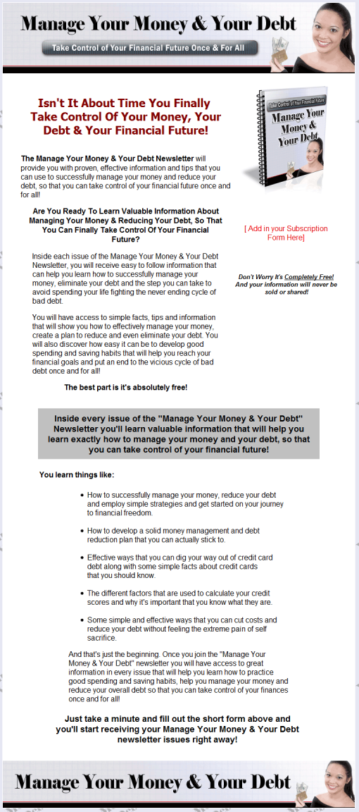 Money and Debt PLR Autoresponder Messages Deluxe | The PLR Store