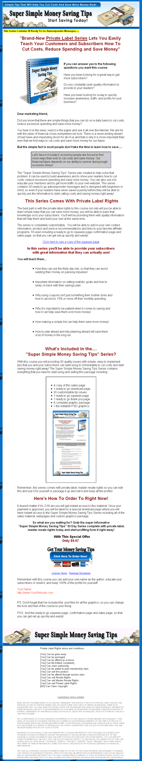 Money Saving Tips PLR Autoresponder Messages - Image 2