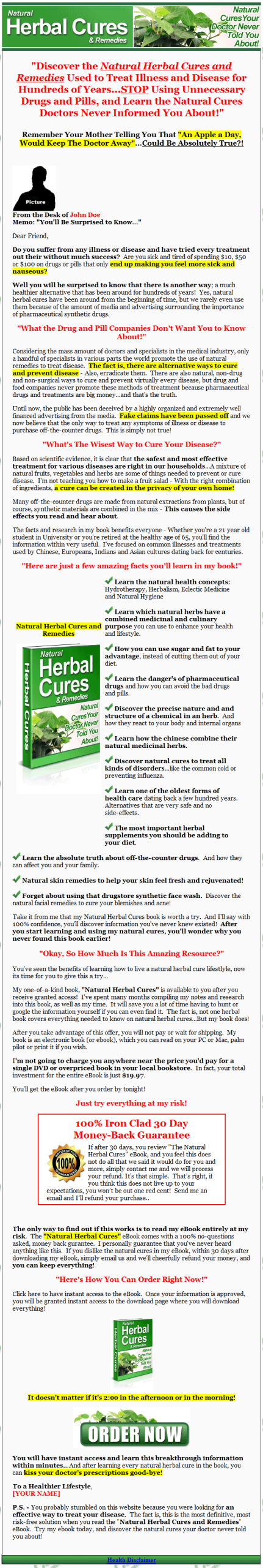 Natural Herbal Cures PLR Ebook - Image 2