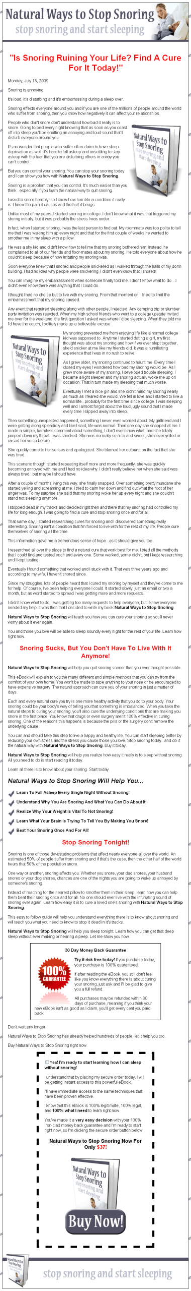 Natural Ways to Stop Snoring Ebook MRR - Image 2