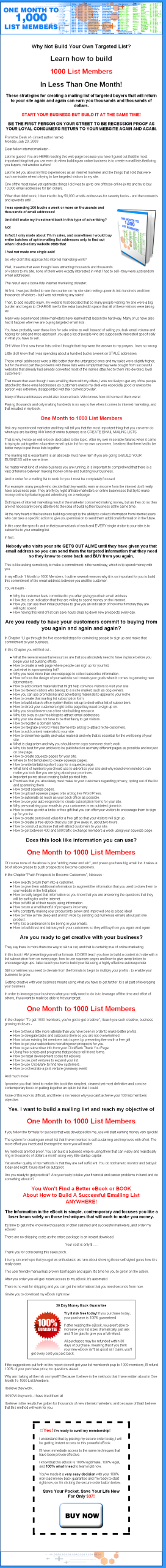 One Month to 1000 List Members MRR eBook - Image 2