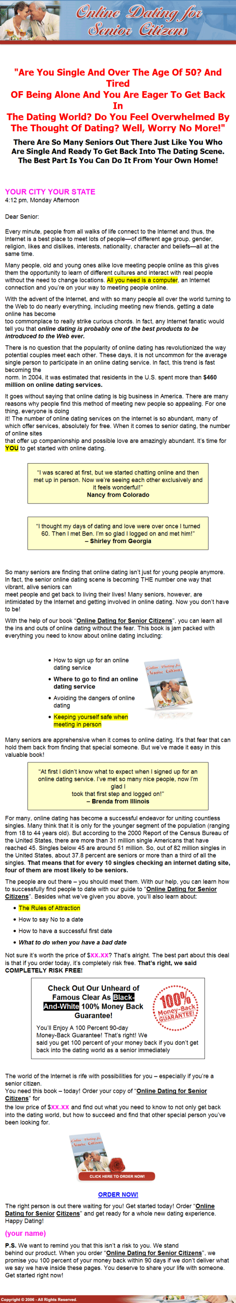 Online Dating for Senior Citizens PLR Ebook - Image 2