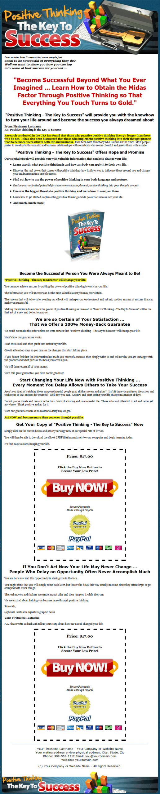 Positive Thinking Success MRR Ebook with Master Resell Rights - Image 2