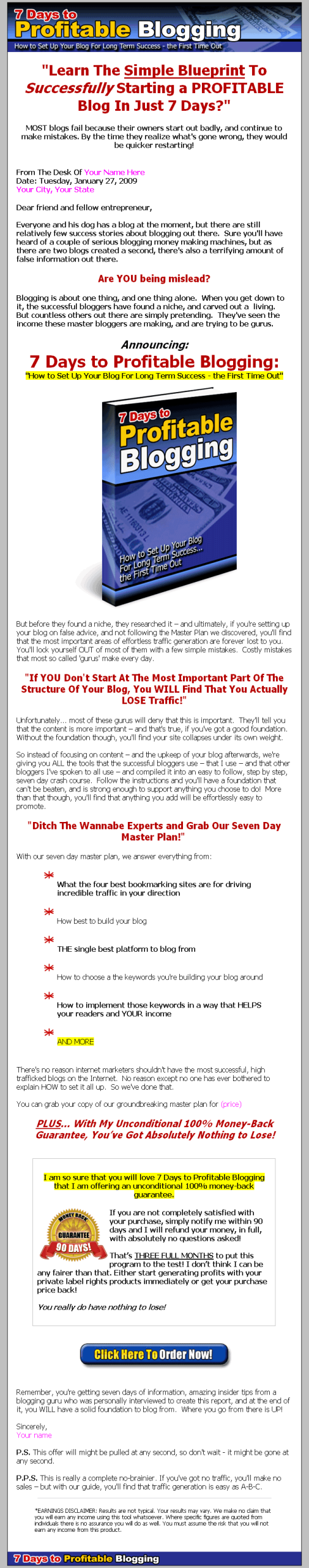 7 Days to Profitable Blogging PLR Ebook - Image 2
