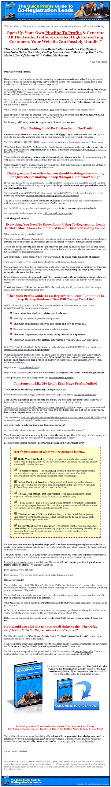 Quick Profits Guide to Co-Registration Leads MRR eBook - Image 2