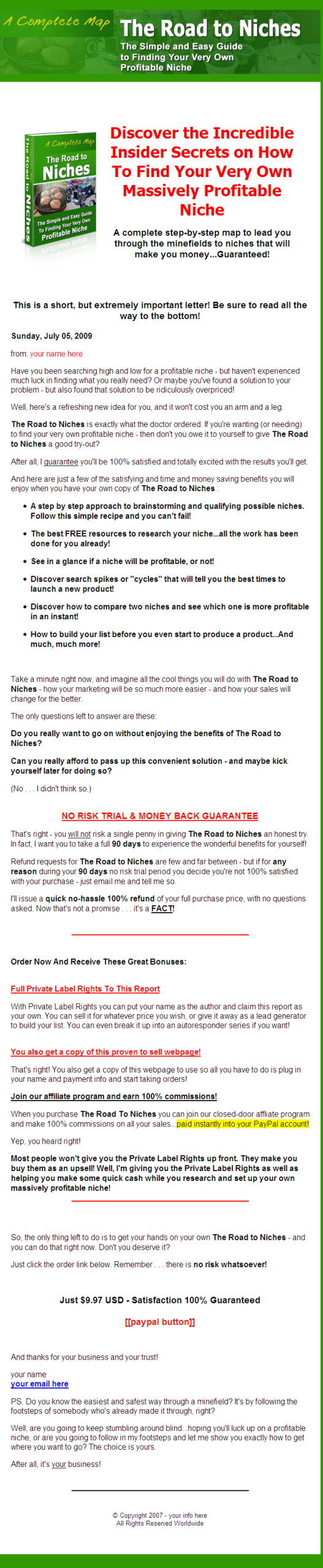 Road to Niches PLR eBook - Image 2