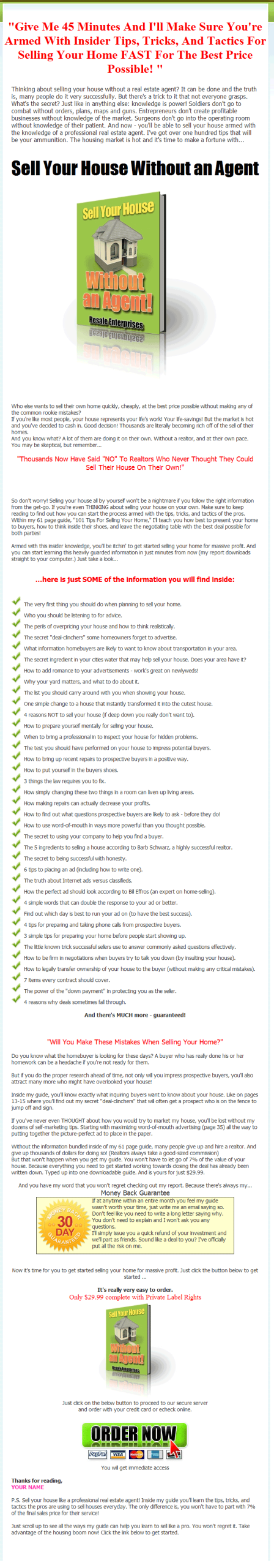Sell Your House Without An Agent PLR Ebook - Image 2