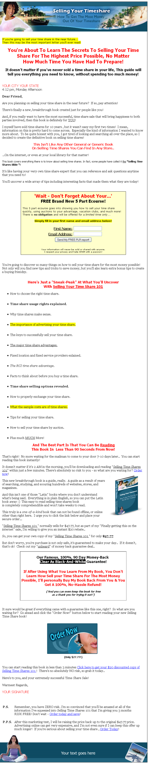 Selling Your Timeshares Deluxe PLR eBook - Image 2