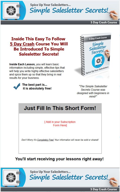 Simple Salesletter Secrets PLR Autoresponder Messages | The PLR Store