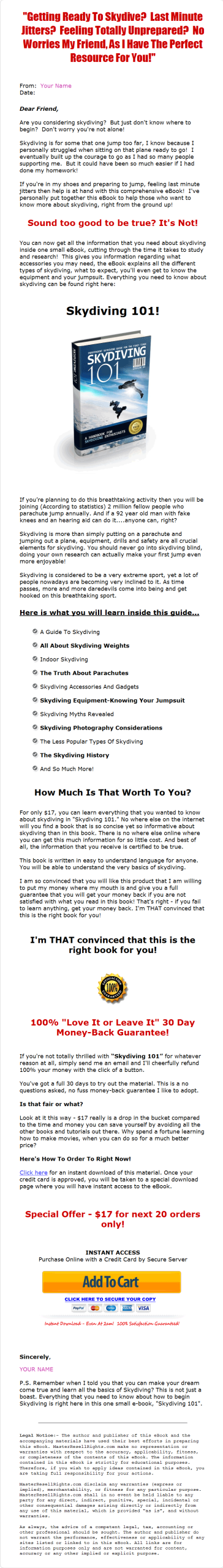 Skydiving 101 PLR Ebook - Image 2