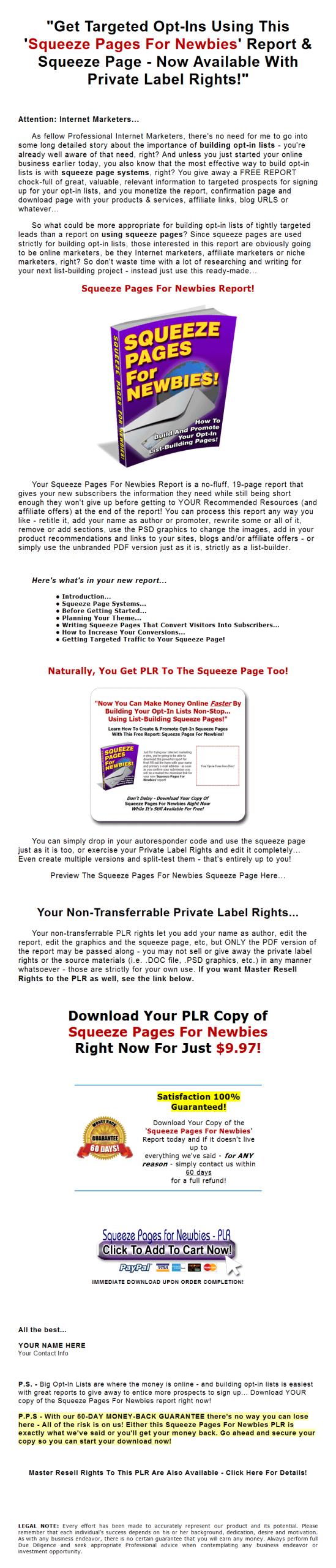 Squeeze Pages For Newbies PLR Ebook - Image 2