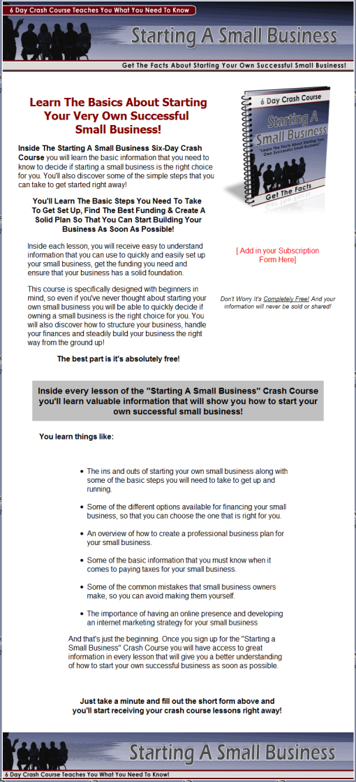 Starting a Small Business PLR Autoresponder Message Series | The PLR Store